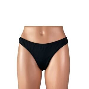 NEW Gooseberry Seaside So Chic Womens Black Tanga Panty Swimwear Bikini Bottom M